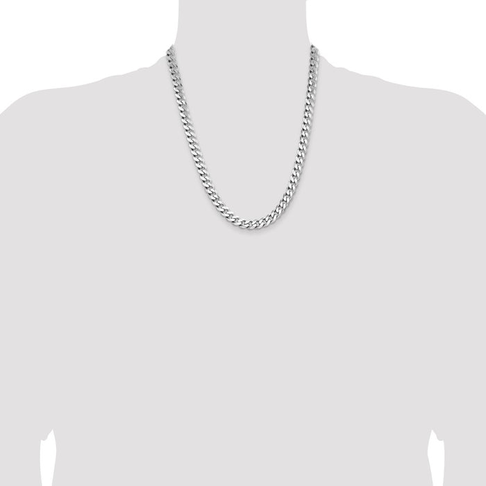 Exclusive 8.3mm Rhodium-Plated Sterling Silver Curb Chain - Stylish Value!-4