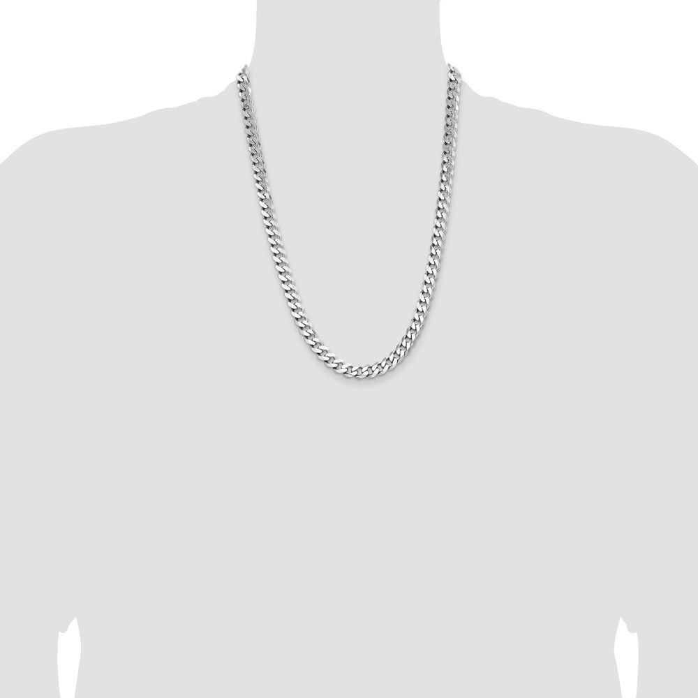 Buy Stylish Rhodium-Plated Sterling Silver 8.3mm Curb Chain - Luxury Look!