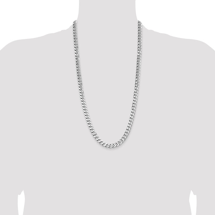 High-Quality Rhodium-Plated Sterling Silver 8.3mm Curb Chain - Stylish Value-4