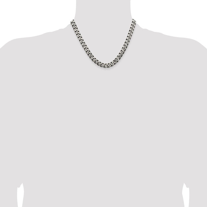 Buy Stylish Antiqued Sterling Silver Curb Chain - 9.3mm, Great Value!-4