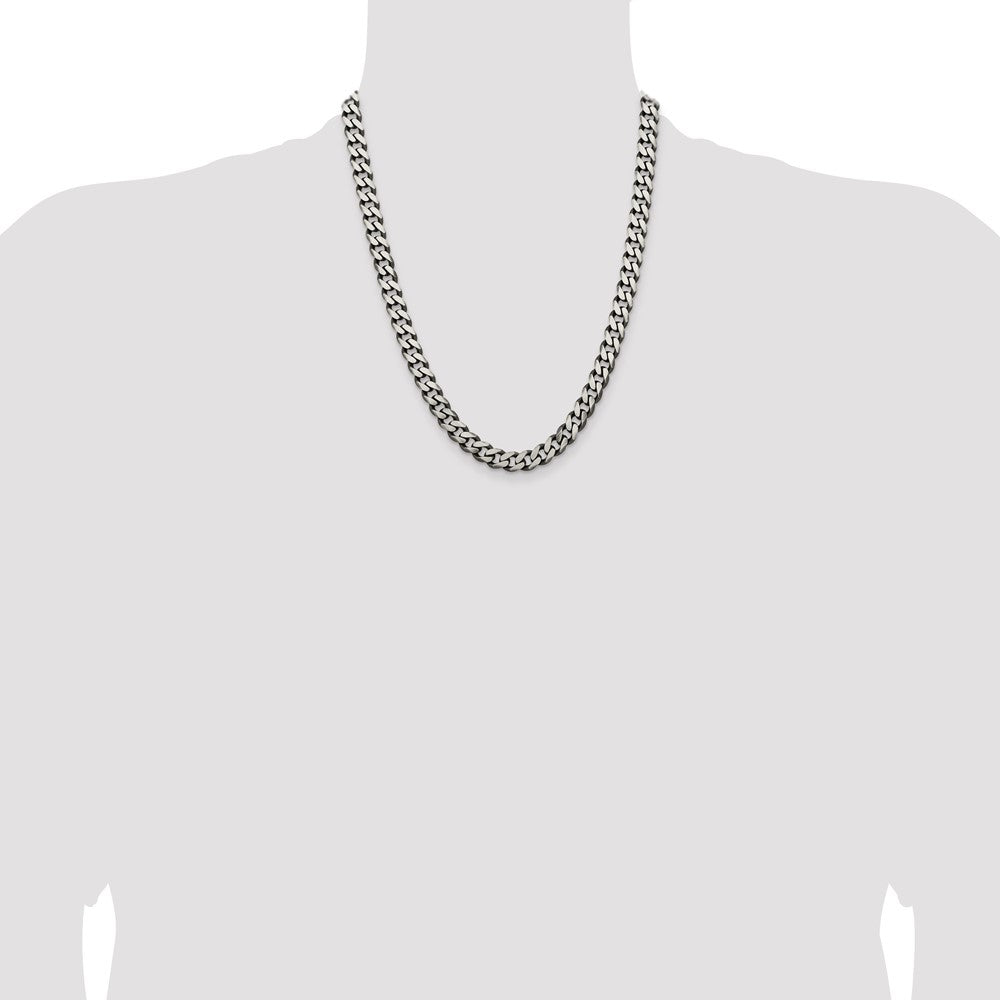 High-quality Antiqued Sterling Silver 9.3mm Curb Chain - Stylish Value!