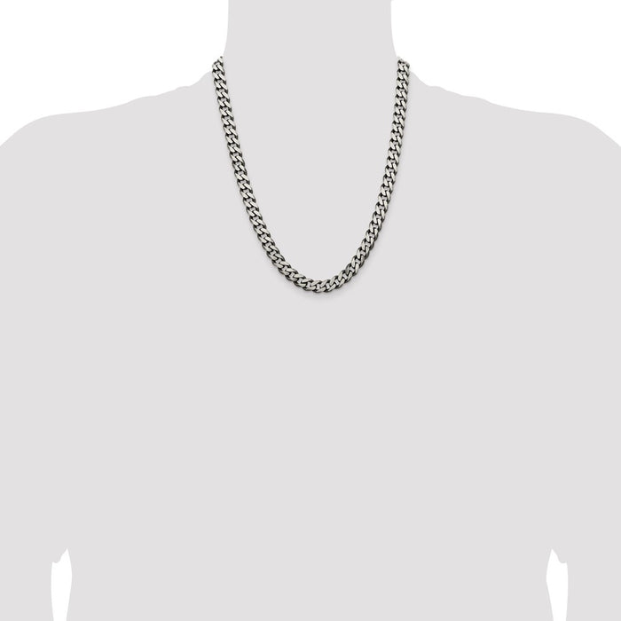 High-quality Antiqued Sterling Silver 9.3mm Curb Chain - Stylish Value!-4