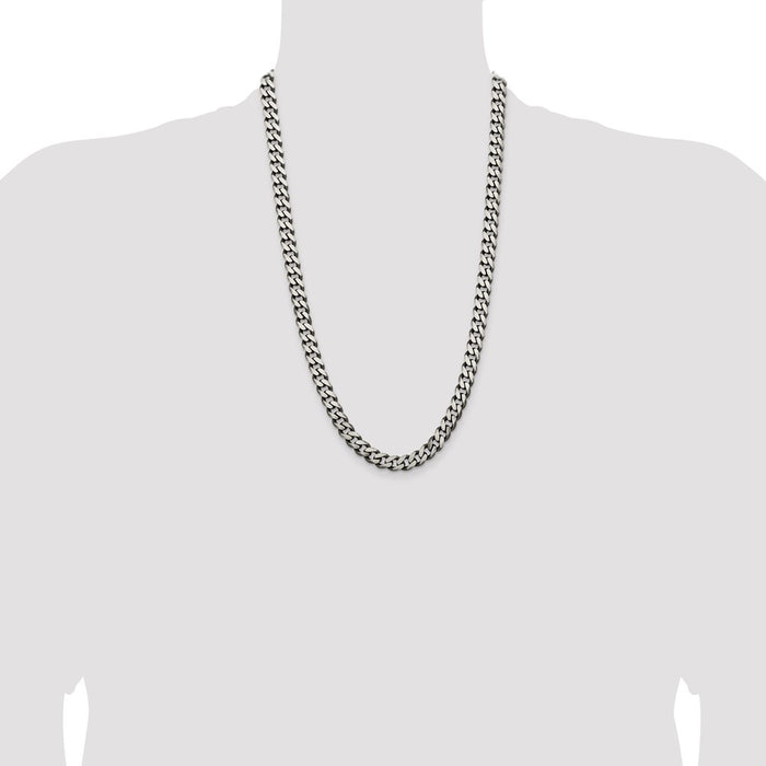 High-Quality Antiqued Sterling Silver 9.3mm Curb Chain - Stylish Value-4