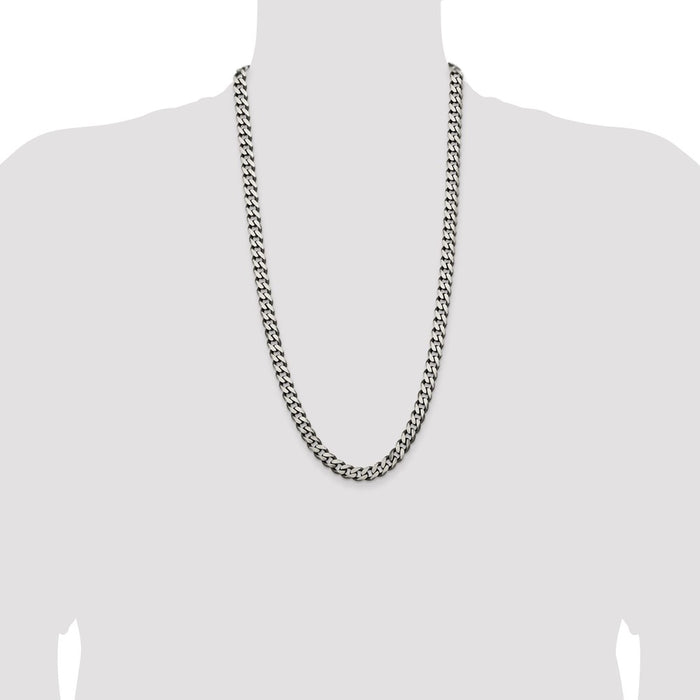 Buy Exclusive Antiqued Sterling Silver 9.3mm Curb Chain - Stylish Value!-4
