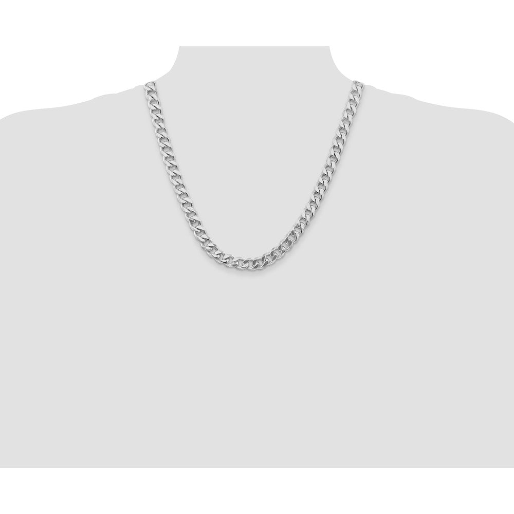 Buy Stylish Rhodium-Plated Sterling Silver 9.3mm Curb Chain at Discounted Prices
