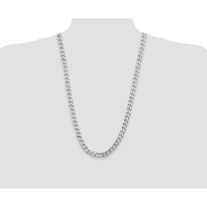 Buy Stylish Rhodium-Plated Sterling Silver 9.3mm Curb Chain - Affordable Luxury!-4