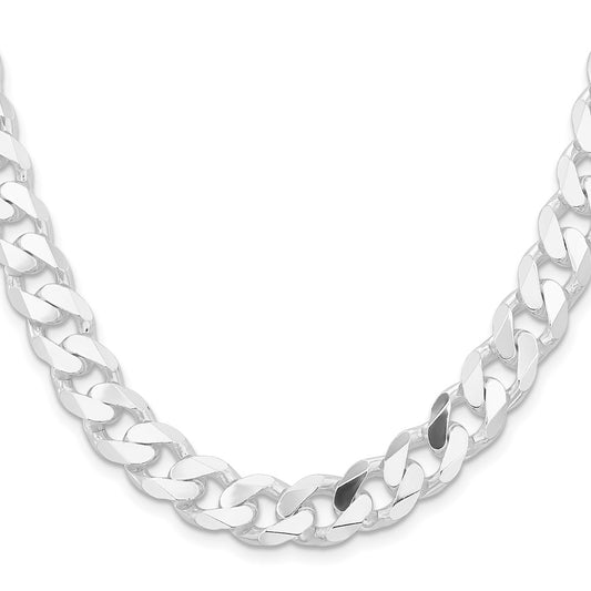 Buy Stylish Rhodium-Plated Sterling Silver 11mm Curb Chain - Affordable Luxury!