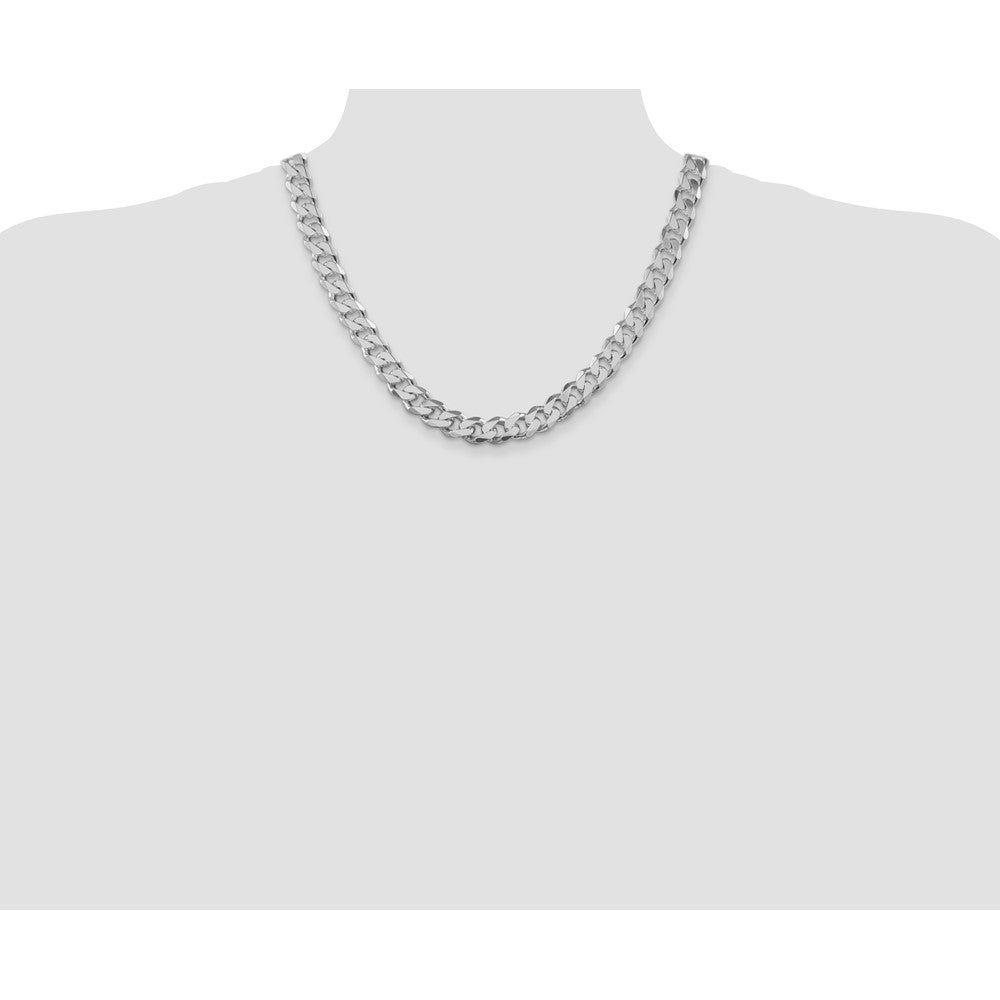 Buy Stylish Rhodium-Plated Sterling Silver 11mm Curb Chain - Affordable Luxury!
