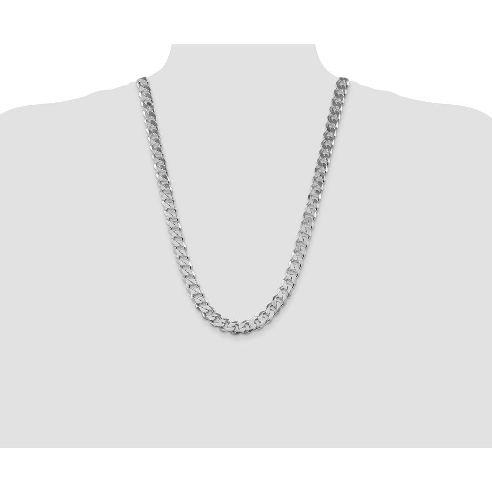 Buy Stylish 11mm Rhodium-Plated Sterling Silver Curb Chain - Affordable Luxury