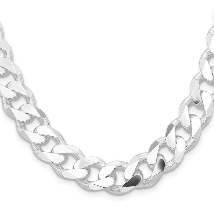 High-Quality Rhodium-Plated Sterling Silver 13mm Curb Chain - Stylish Value!-2