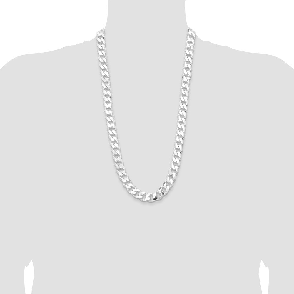 High-Quality Rhodium-Plated Sterling Silver 13mm Curb Chain - Stylish Value!