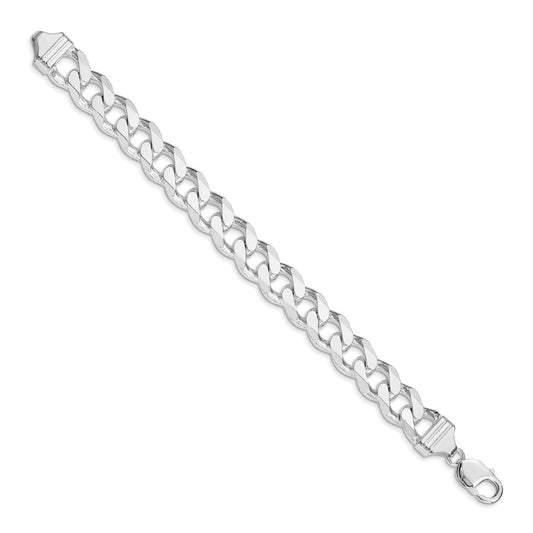 Order Stylish Rhodium-Plated Sterling Silver 13mm Curb Chain - Luxury Value