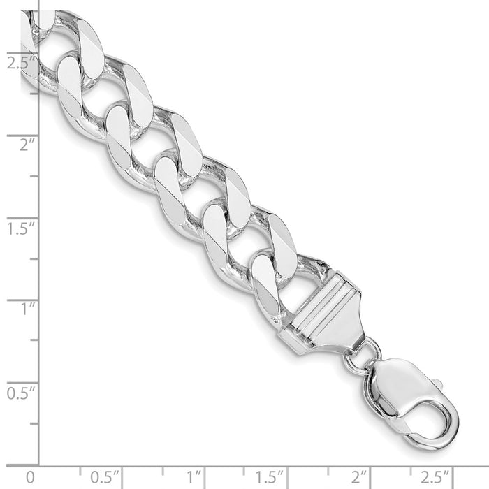 Buy Stylish Rhodium-Plated Sterling Silver 13mm Curb Chain - Affordable Elegance-3