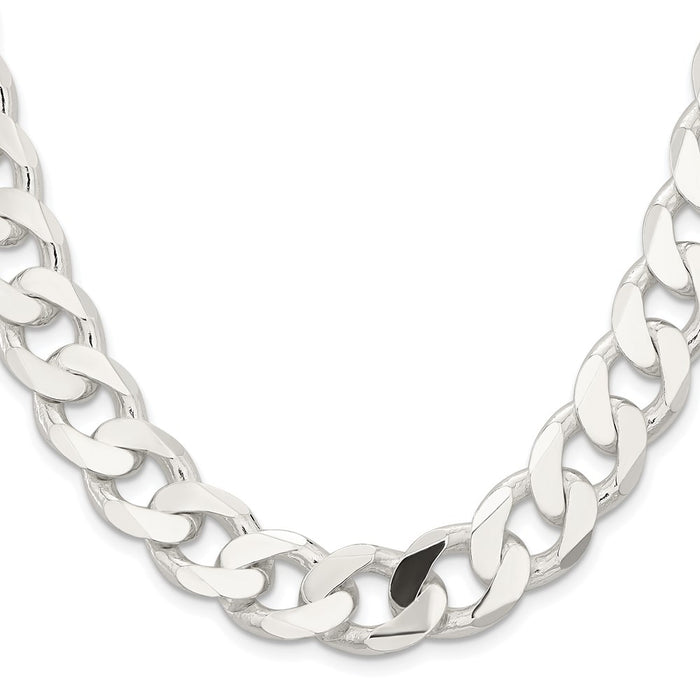 Buy Stylish 14.5mm Rhodium-Plated Sterling Silver Curb Chain - Luxury Value!-2