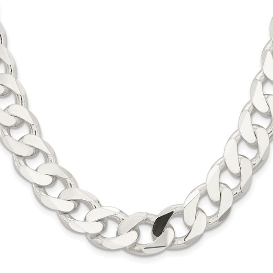 Buy Stylish Rhodium-Plated Sterling Silver Curb Chain - 14.5mm, Affordable Value