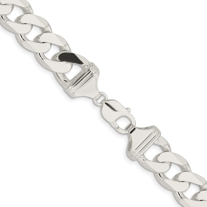 Buy Stylish 14.5mm Rhodium-Plated Sterling Silver Curb Chain - Luxury Value!-3