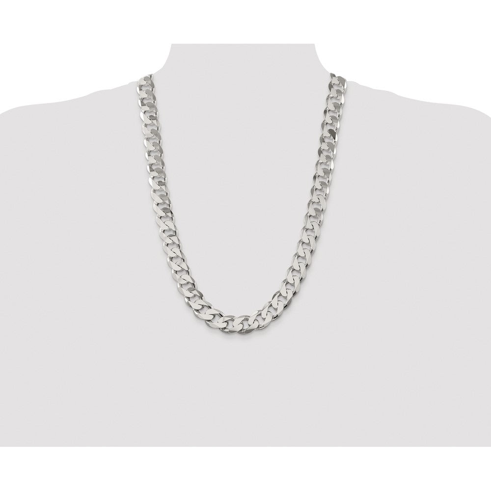 High-Quality Rhodium-Plated Sterling Silver 14.5mm Curb Chain - Stylish Value