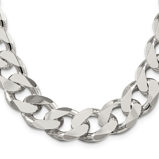 High-Quality 16.25mm Sterling Silver Curb Link Chain - Stylish & Affordable Value