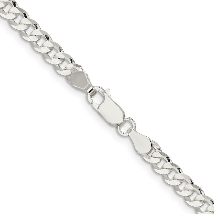 Exclusive 4.5mm Beveled Concave Curb Chain in Sterling Silver - Stylish Value!-3