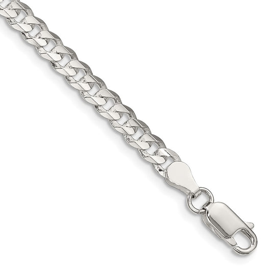 High-Quality 4.5mm Beveled Concave Curb Chain in Sterling Silver - Stylish Value!
