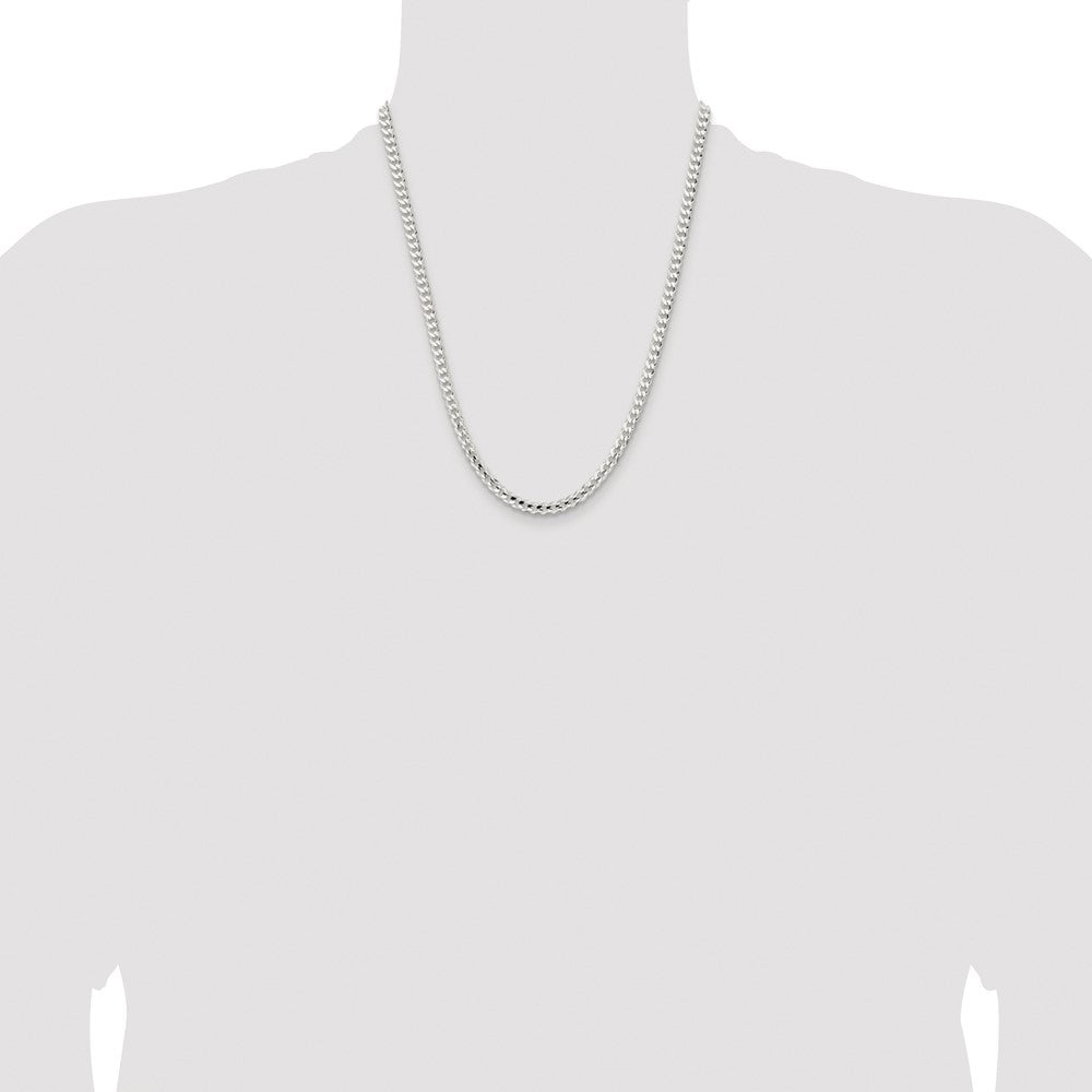 Buy Stylish Rhodium-Plated 4.5mm Sterling Silver Curb Chain - Affordable Luxury