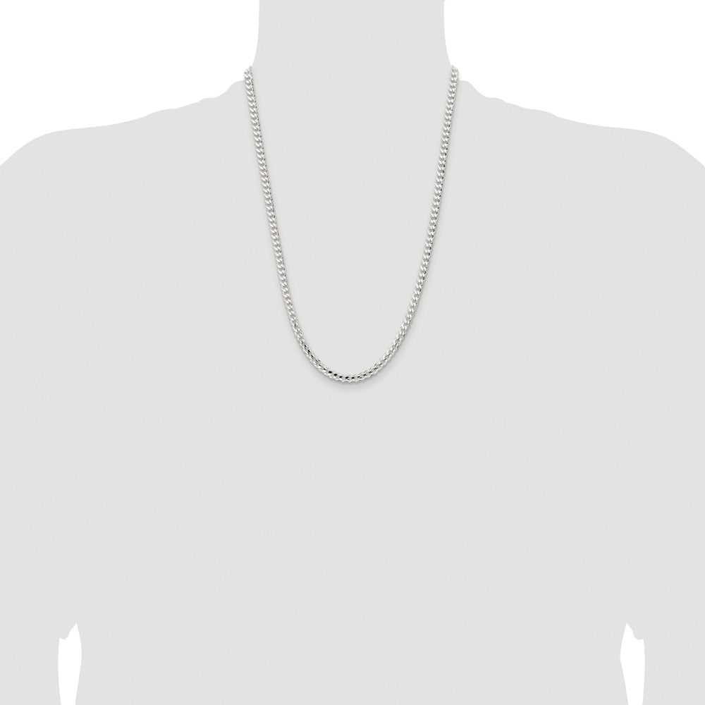 Buy Stylish Rhodium-Plated Sterling Silver 4.5mm Beveled Curb Chain