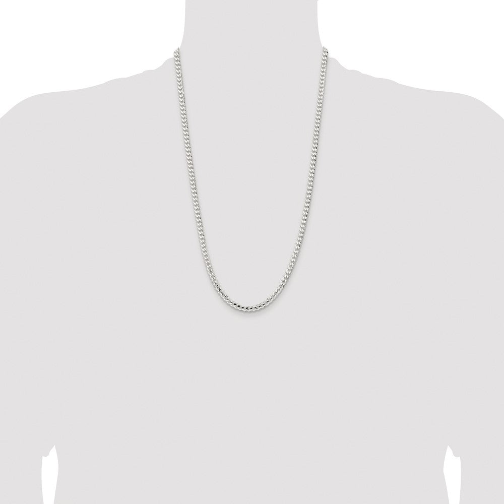 High-Quality Rhodium-Plated 4.5mm Sterling Silver Curb Chain - Stylish Value!