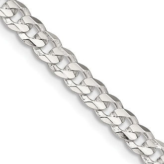 High-Quality 4.5mm Beveled Concave Curb Chain in Sterling Silver - Stylish Value!