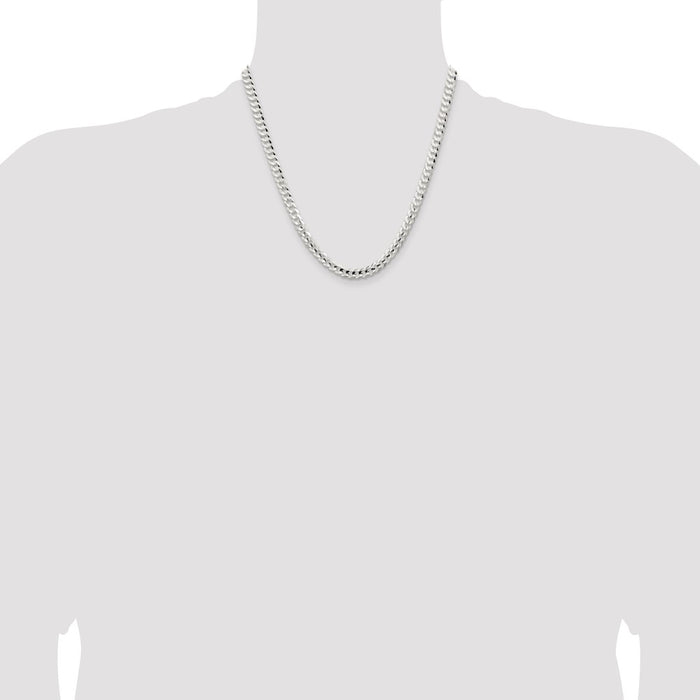 Buy Stylish 5.65mm Sterling Silver Concave Beveled Curb Chain - Luxury Value!-4