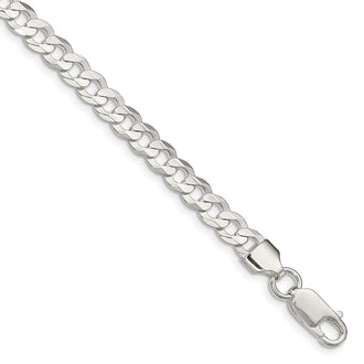 High-Quality 5.65mm Sterling Silver Beveled Curb Link Chain - Stylish Value!