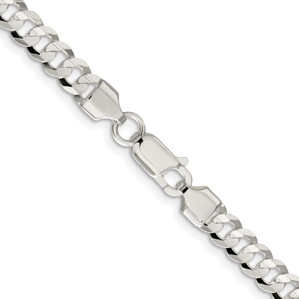 Buy Stylish Rhodium-Plated Sterling Silver 5.65mm Curb Chain - Luxury Value!