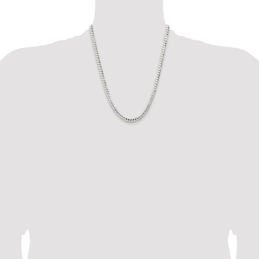 Buy Stylish Rhodium-Plated Sterling Silver 5.65mm Beveled Curb Chain
