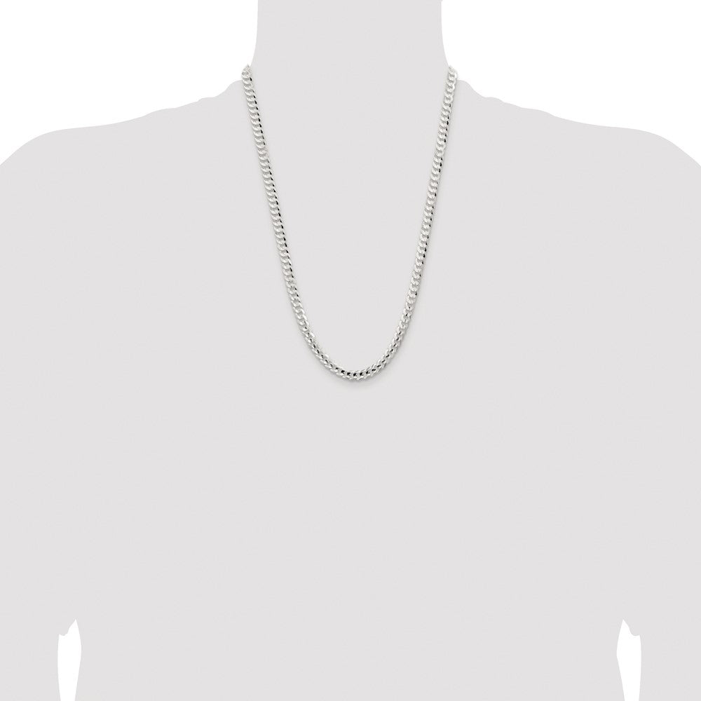 Buy Stylish 5.65mm Rhodium-Plated Sterling Silver Curb Chain - Luxury Value!