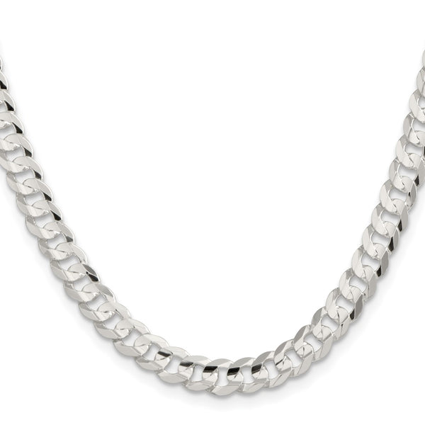 6.75mm Sterling Silver Concave Beveled Curb Link Chain