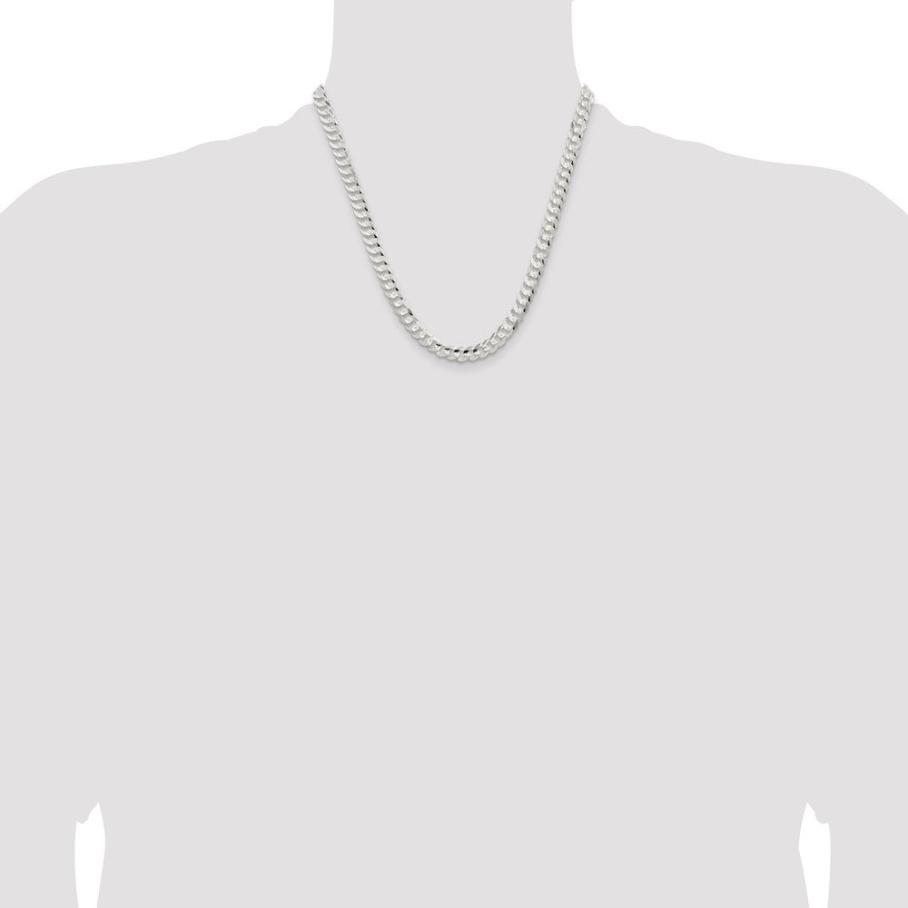 High-Quality 6.75mm Beveled Concave Curb Chain in Sterling Silver - Stylish Value!
