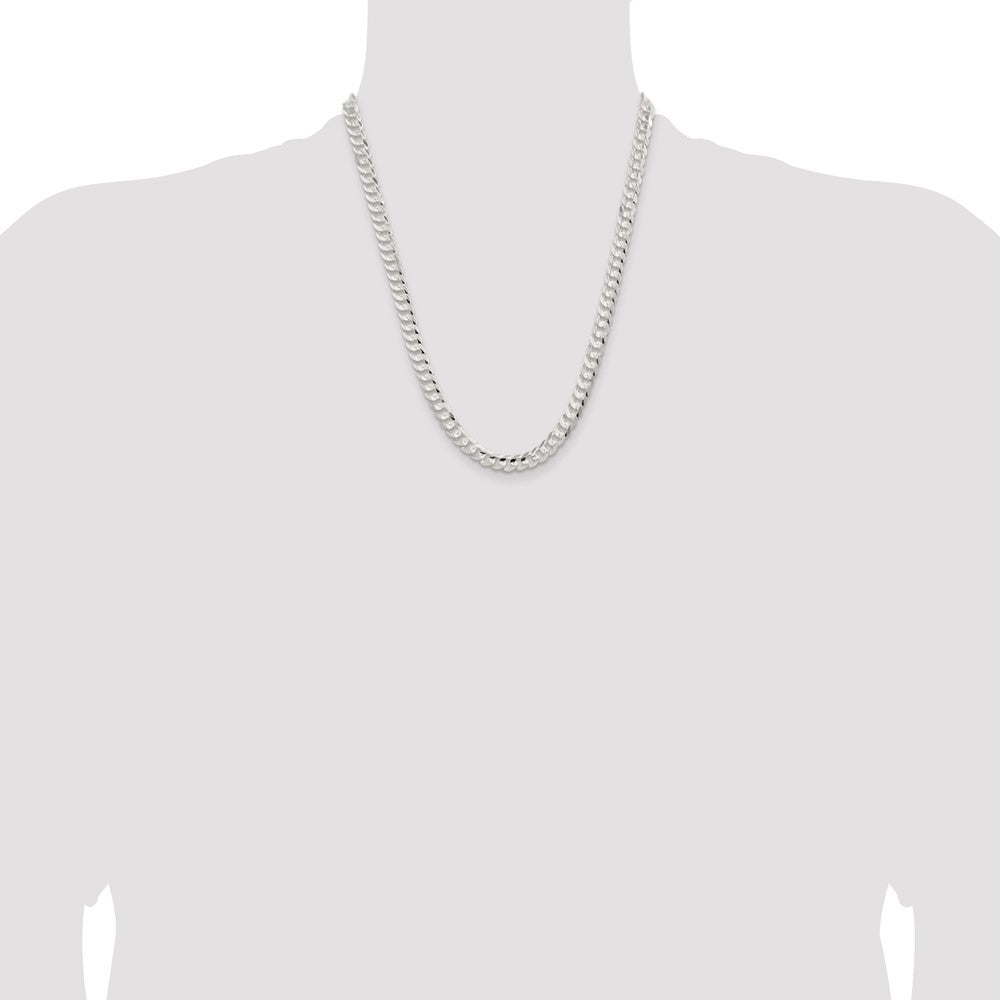 High-Quality 6.75mm Sterling Silver Beveled Concave Curb Chain - Stylish Value!
