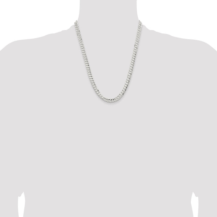 High-Quality 6.75mm Sterling Silver Beveled Concave Curb Chain - Stylish Value!-4