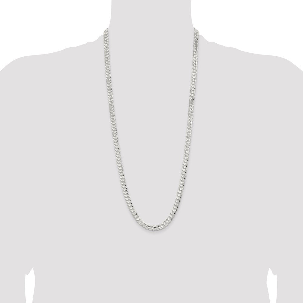 Designer 6.75mm Beveled Concave Curb Chain in Sterling Silver - Affordable Luxury