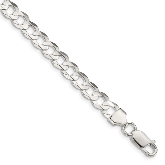 Buy Stylish 6.75mm Sterling Silver Concave Curb Link Chain - Luxury Value!