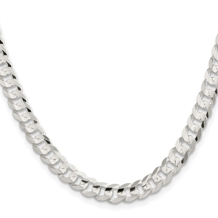 Order Stylish Rhodium-Plated Sterling Silver 6.75mm Curb Chain - Luxury Value-2
