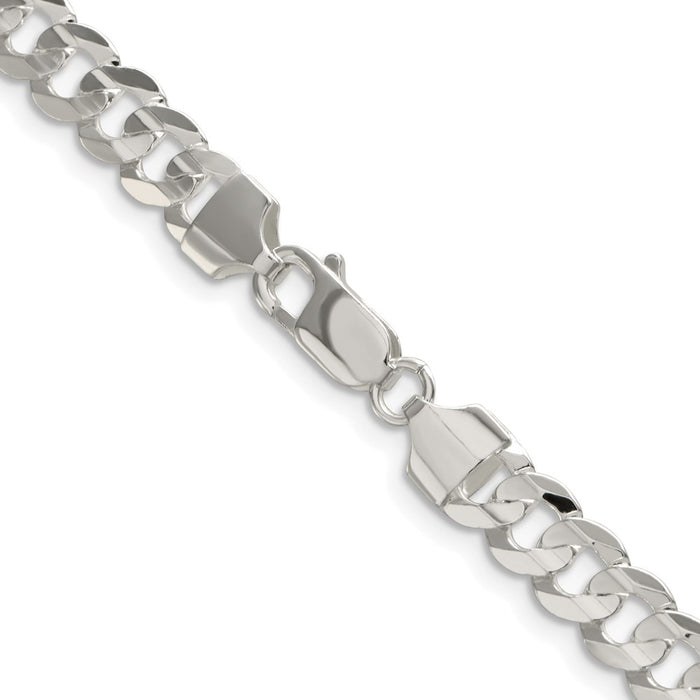 High-Quality Rhodium-Plated Sterling Silver 6.75mm Curb Chain - Stylish Value!-3