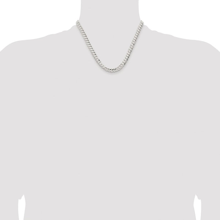 Buy Stylish Rhodium-Plated Sterling Silver Curb Chain - 6.75mm, Affordable Price!-4