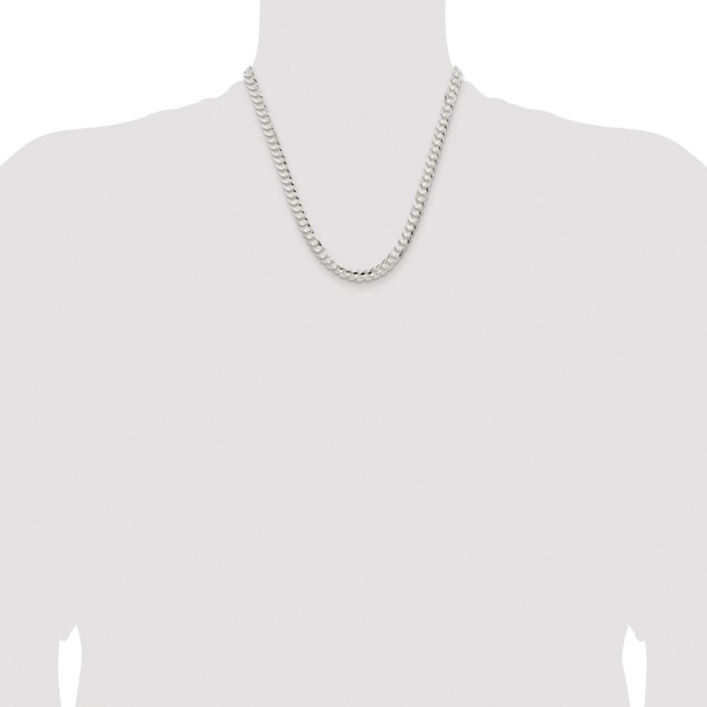 Buy Stylish Rhodium-Plated Sterling Silver 6.75mm Curb Chain - Luxury Value