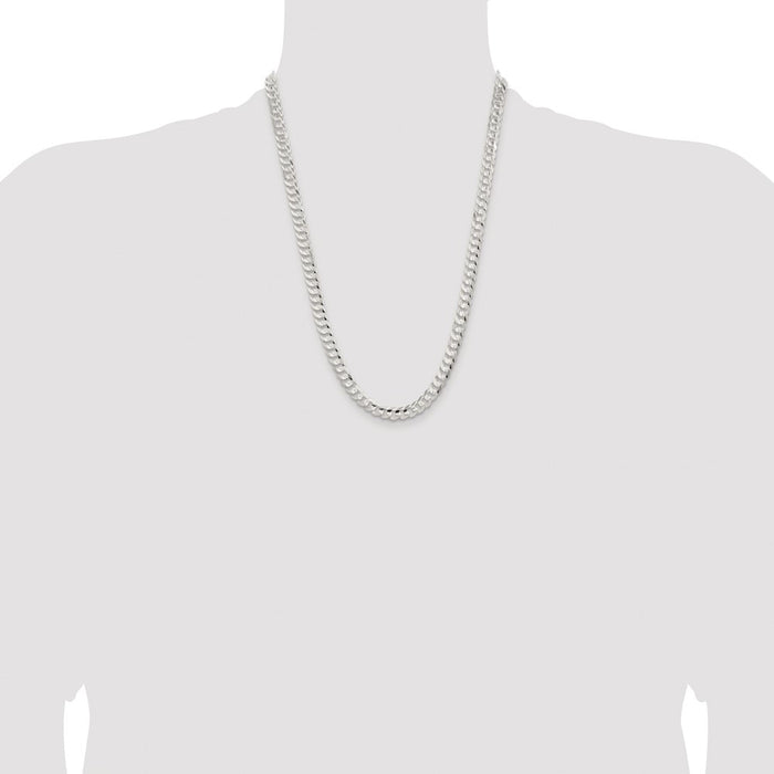 Buy Stylish Rhodium-Plated Sterling Silver Curb Chain - 6.75mm, Affordable-4