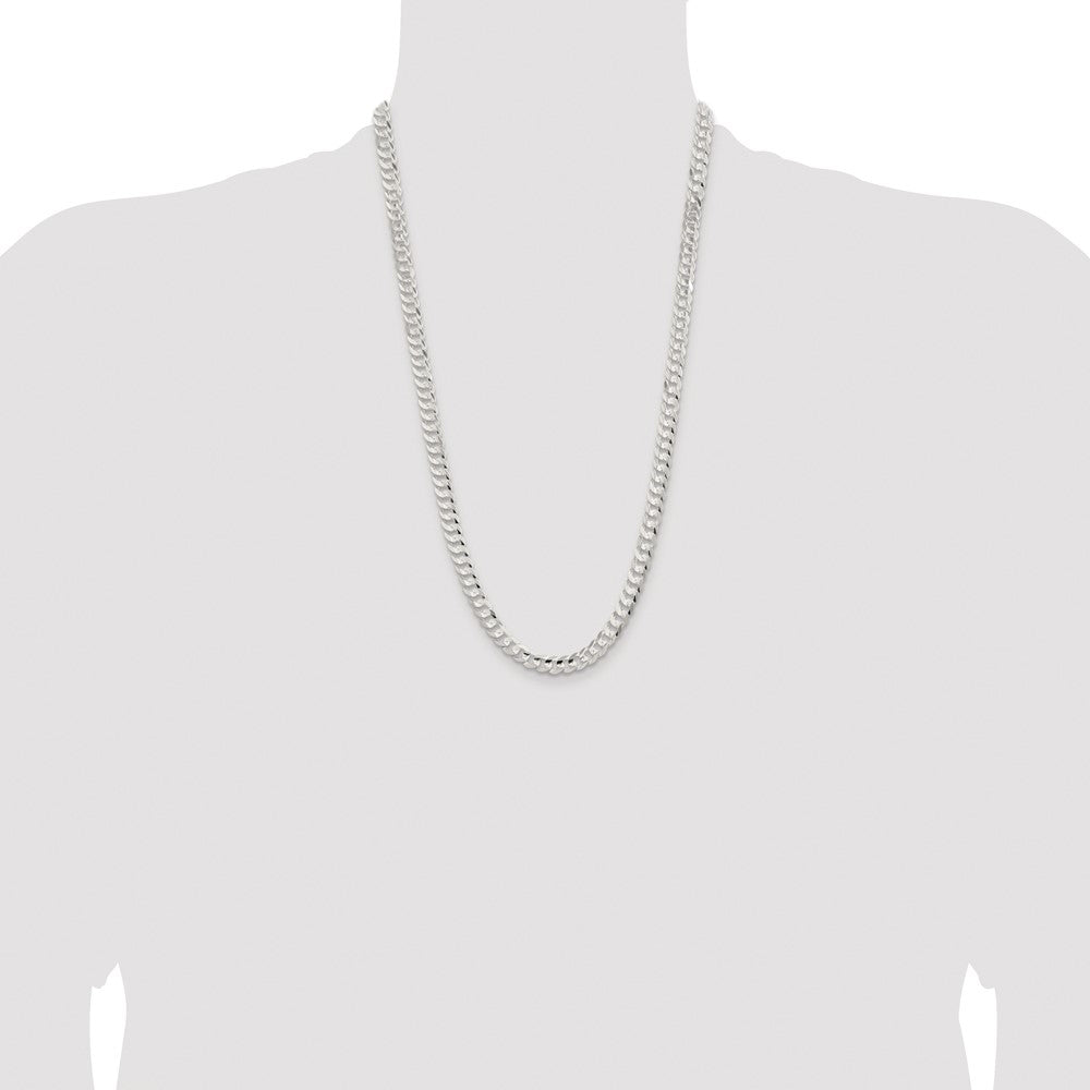 Order Stylish Rhodium-Plated Sterling Silver 6.75mm Curb Chain - Luxury Value