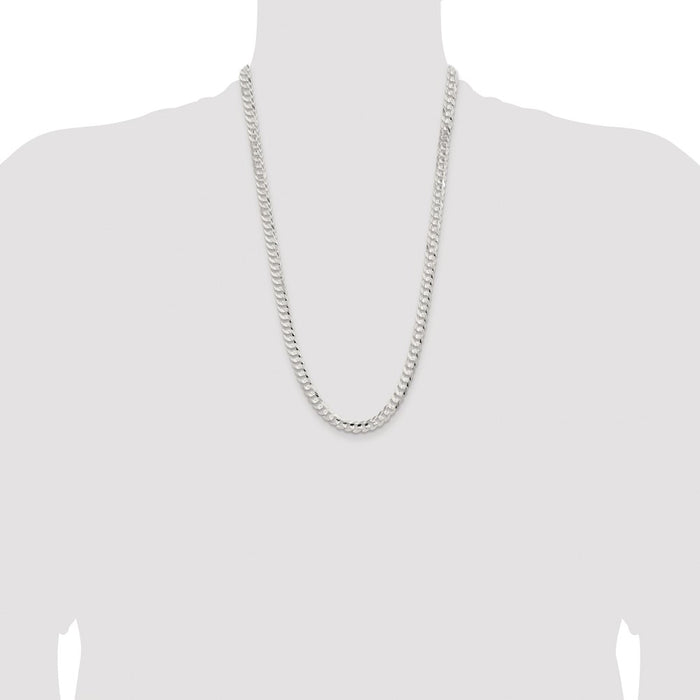 Order Stylish Rhodium-Plated Sterling Silver 6.75mm Curb Chain - Luxury Value-4