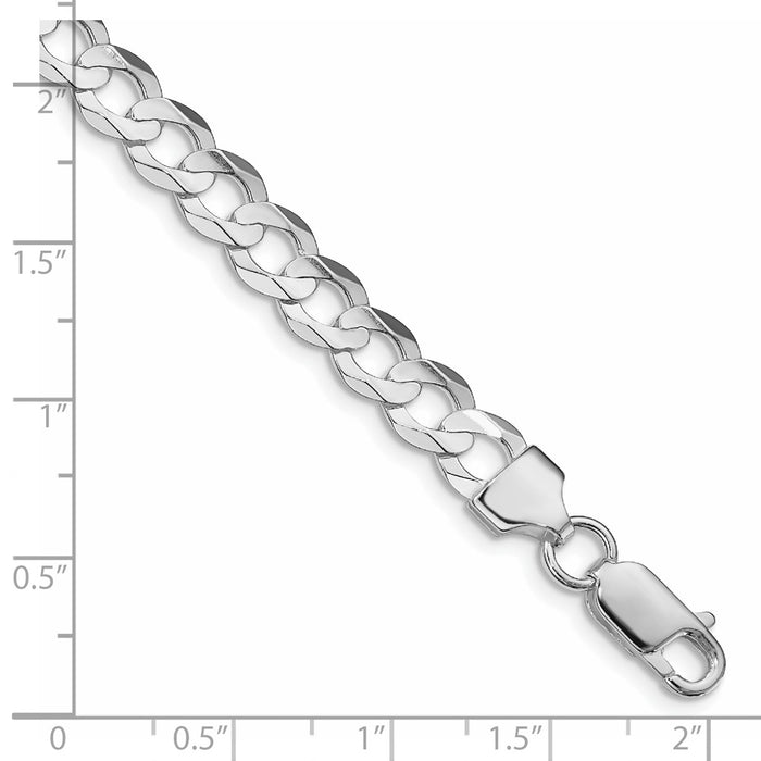 High-Quality Rhodium-Plated Sterling Silver 6.75mm Curb Chain | Stylish Value-2