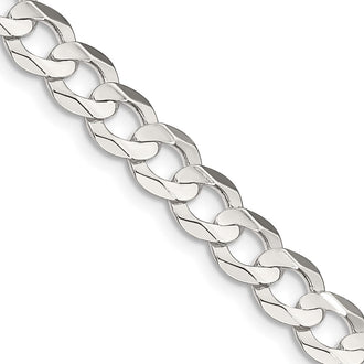 High-Quality 6.75mm Sterling Silver Beveled Concave Curb Chain - Stylish Value!