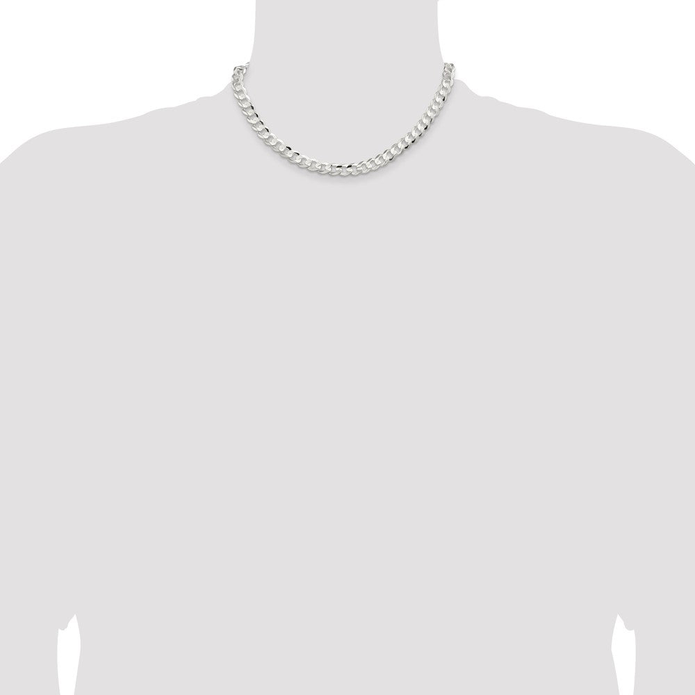 Order Stylish 7.8mm Sterling Silver Beveled Concave Curb Chain at Value Price
