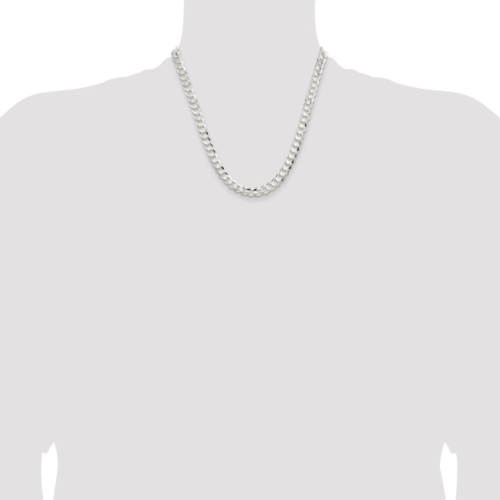 Buy Stylish 7.8mm Beveled Concave Curb Chain in High-Quality Sterling Silver